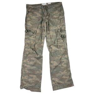 Y2K Old Navy Low Rise Camo Cargo Pants Drawstring Relaxed Fit Women's 32x31